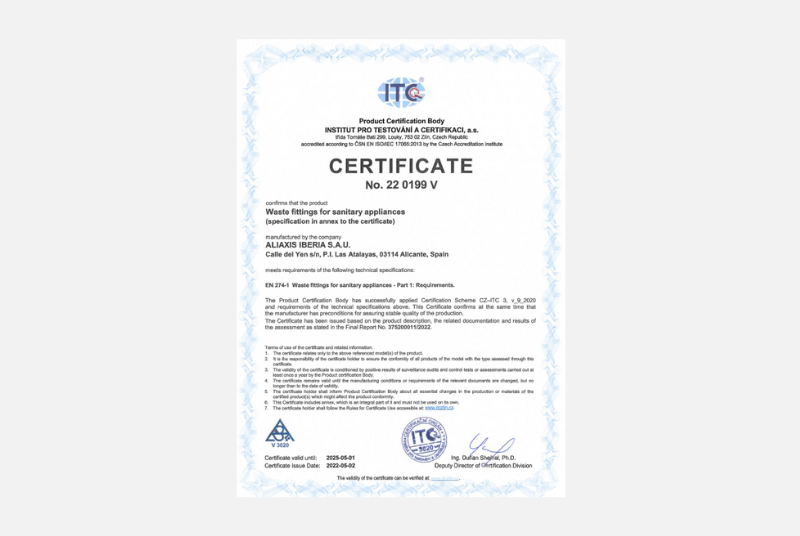 Certificado Desagües-ITC-22 0199 V-Inglés