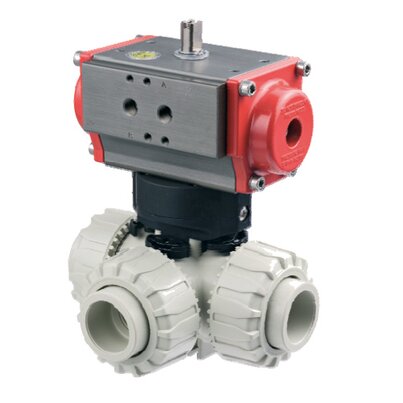 TKDIM/CP SA - Válvula de bola de 3 vías DUAL BLOCK® DN 10:50 de accionamiento neumático