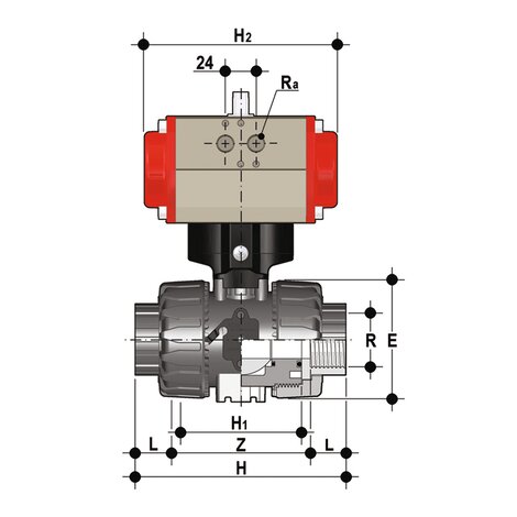 VKDFV/CP NO - válvula de bola de accionamiento neumático DUAL BLOCK® DN 10:50