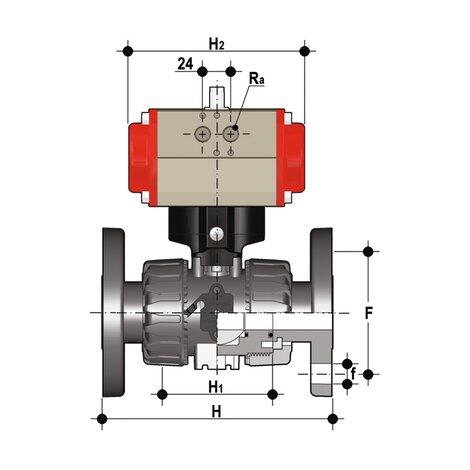 VKDOAM/CP NO - Válvula de bola de accionamiento neumático DUAL BLOCK® DN 10:50