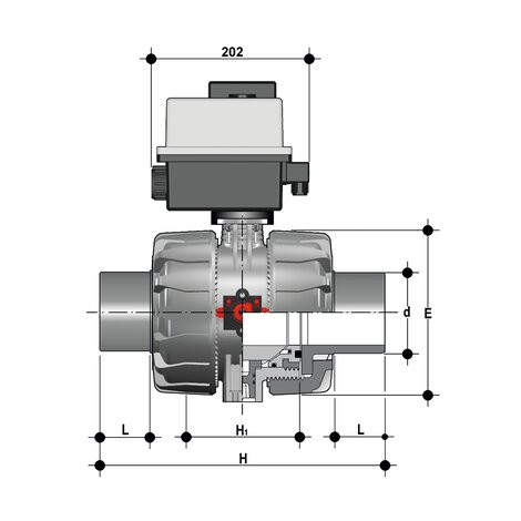 VKDDC/CE 24 V AC/DC - DUAL BLOCK® Válvula de bola de 2 vías de accionamiento eléctrico DN 65:100