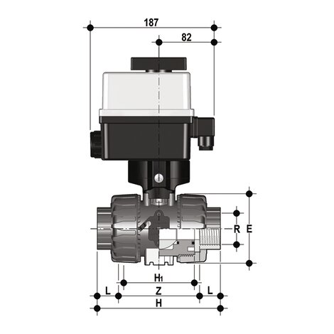 VKRFV/CE 24 V AC/DC 4-20 mA - Válvula de bola de accionamiento eléctrico de 2 vías DUAL BLOCK® DN 10:50
