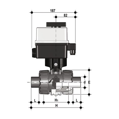 VKRDF/CE 24 V AC/DC 4-20 mA - Válvula de bola de accionamiento eléctrico de 2 vías DUAL BLOCK® DN 10:50