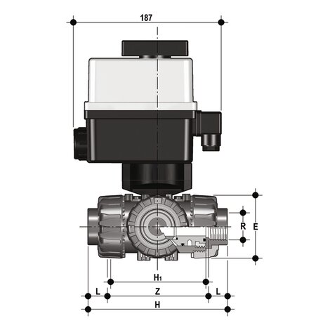 LKDNC/CE 24 V AC/DC - Válvula de bola de 3 vías con accionamiento eléctrico DUAL BLOCK® DN 10:50