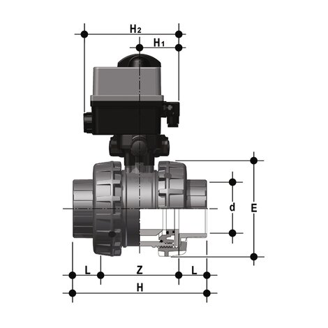 VXEJV/CE 90-240 V CA - Válvula de bola de 2 vías EASYFIT DN 65:100 de accionamiento eléctrico
