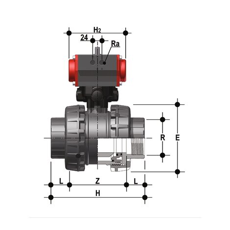 VXEFC/CP DA - Válvula de bola de accionamiento neumático Easyfit de 2 vías DN 65:100