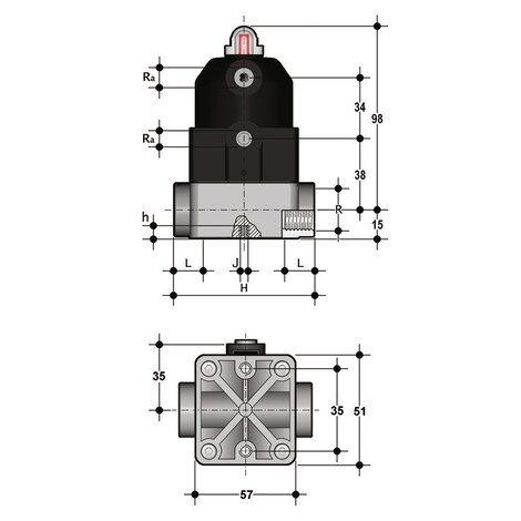 CMFV/CP NC - Válvula de diafragma compacta con actuador neumático DN 12:15