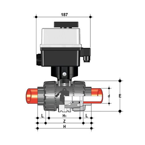 VKDIF/CE 24 V AC/DC - Válvula de bola de 2 vías con accionamiento eléctrico DUAL BLOCK® DN 10:50