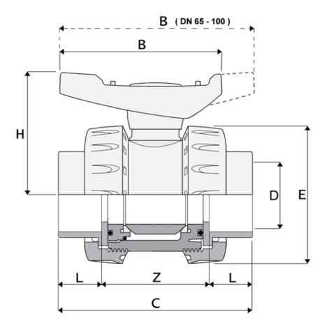 3V724 - Parte superior de válvula de bola redonda