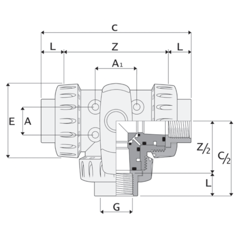 1V931 - Válvula de bola redonda triple