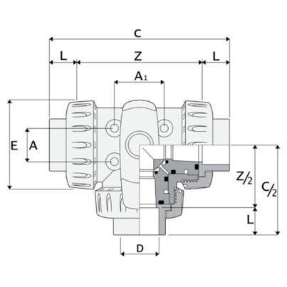3V930 - Válvula de bola redonda triple
