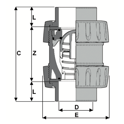 3V230 - Válvula antirretorno de muelle y pistón doble DN 10:100