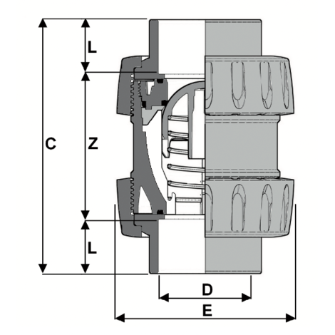 3V230 - Válvula antirretorno de muelle y pistón doble DN 10:100