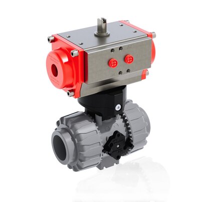 VKDAC/CP NC - Válvula de bola de accionamiento neumático de 2 vías DUAL BLOCK® DN 10:50