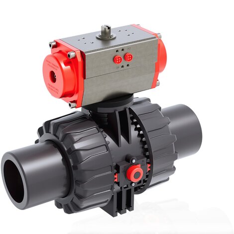 VKDJV/CP NO - Válvula de bola de accionamiento neumático de 2 vías DUAL BLOCK® DN 65:100