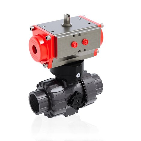 VKDNV/CP NC - Válvula de bola de accionamiento neumático de 2 vías DUAL BLOCK® DN 10:50