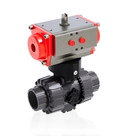 VKDNV/CP DA - Válvula de bola de accionamiento neumático de 2 vías DUAL BLOCK® DN 10:50