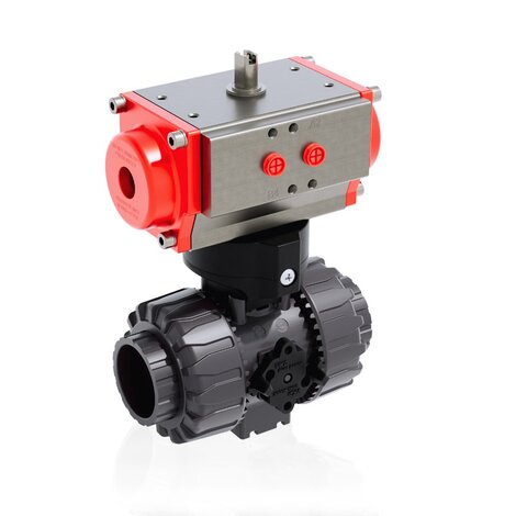 VKDLV/CP DA - Válvula de bola de 2 vías DUAL BLOCK® de accionamiento neumático DN 10:50