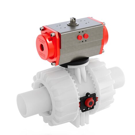 VKDBF/CP DA - Válvula de bola de 2 vías DUAL BLOCK® de accionamiento neumático DN 65:100