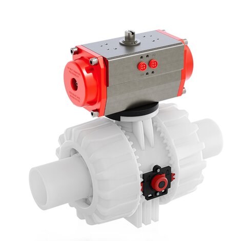 VKDBF/CP NC - Válvula de bola de accionamiento neumático de 2 vías DUAL BLOCK® DN 65:100