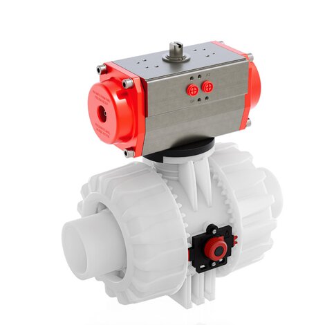 VKDDF/CP DA - Válvula de bola de accionamiento neumático de 2 vías DUAL BLOCK® DN 65:100
