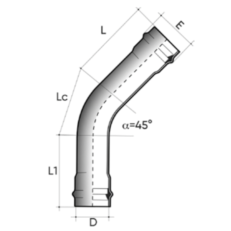 POWER-LOCK 45° F/F PN16 codo POWER-LOCK 45° F/F PN16 codo