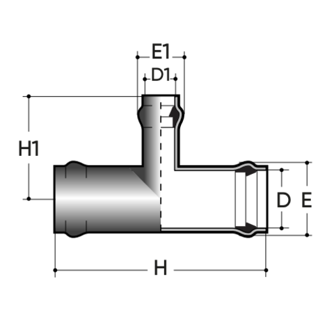 Piezas en T de 90° con salida reducida PN16