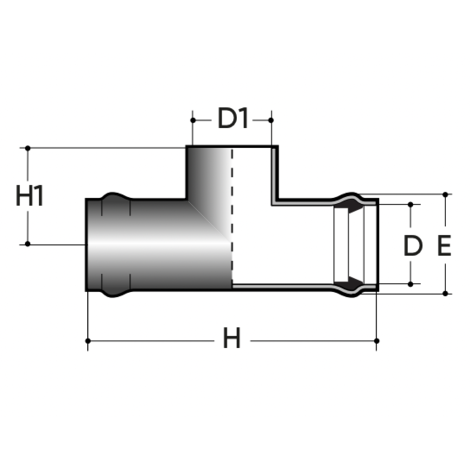 Pieza en T de 90° para encolar PN10