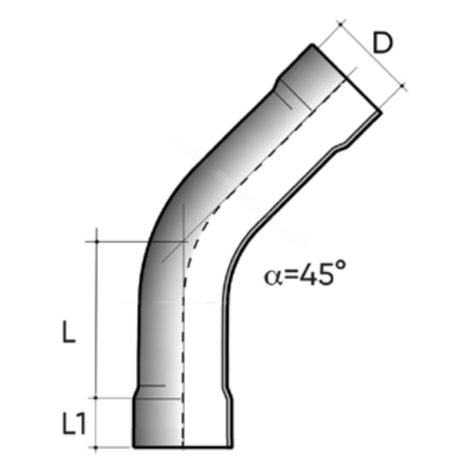 Codo embutido R=1,5D 45° F/F PN10