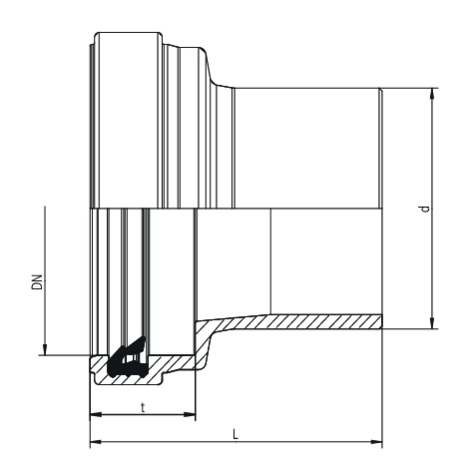 Pieza de transición de gres PE