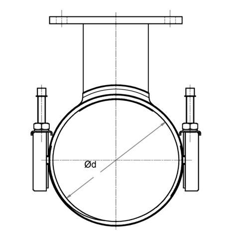 Abrazadera de reparación de acero inoxidable con salida de brida