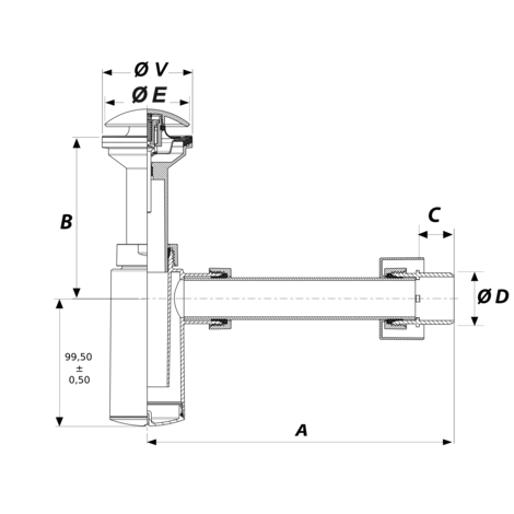 Sifón botella acabado negro mate. Sistema de apertura/cierre Click-Clack