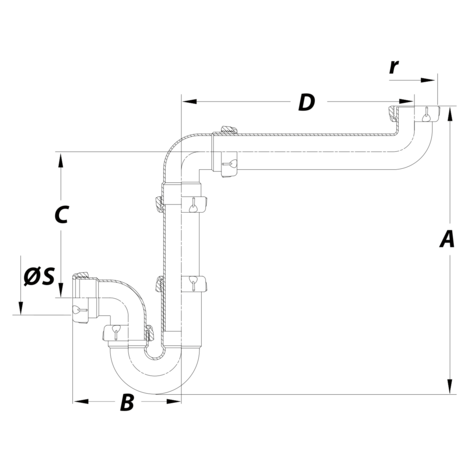 Sifón curvo desplazado