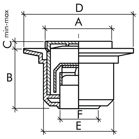 Caldereta sifónica extensible, salida vertical hembra encolar. Rejilla acero inox