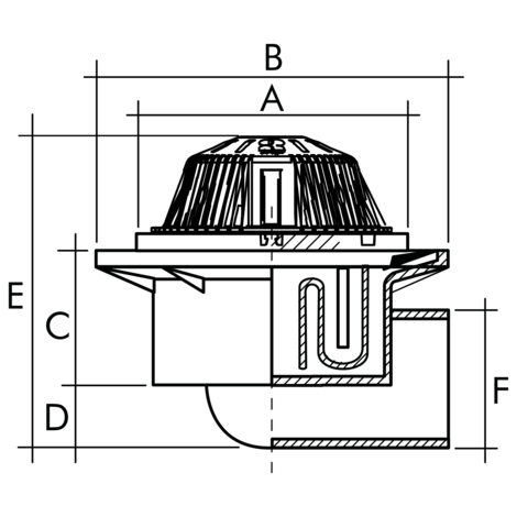 Caldereta sifónica extensible autolimpiante salida horizontal macho encolar. Rejilla alta en PP