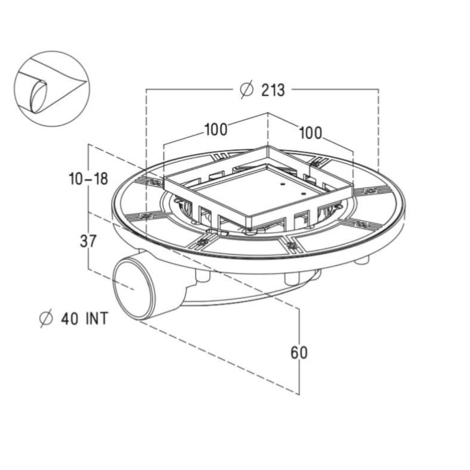 MAGNETECH Sumidero compacto para plato de ducha obra. Marco rellenable