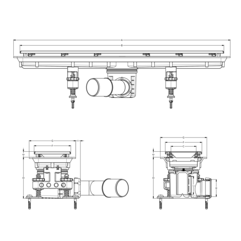 Canaleta Linnum para plato de ducha de obra. Salida orientable.Sifón 50 mm.  Ancho 70. Rejilla SOFT. CERCO VISIBLE