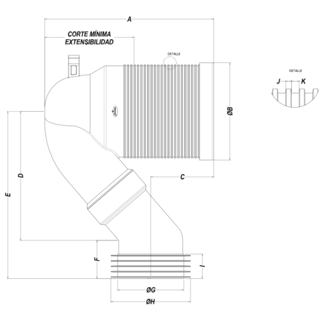 Manguito inodoro acodado recortable