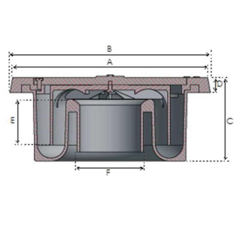 Sumidero sifónico con rejilla fundición C-250