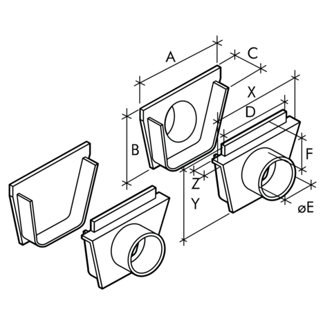 Conjunto tapón/salida Ø110 M, ancho 130