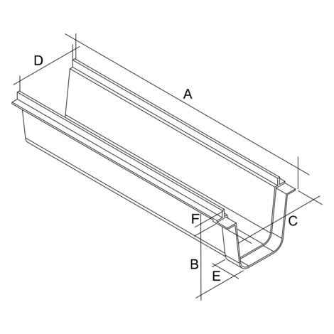 Canaleta sin rejilla, ancho 130