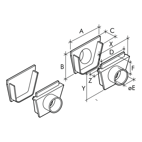 Conjunto tapón/salida Ø110 M, ancho 200