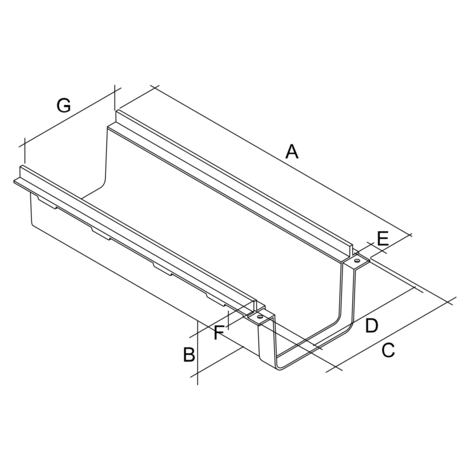 Canaleta sin rejilla, ancho 200