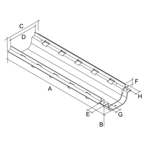 Canaleta altura reducida 64 mm, ancho 130