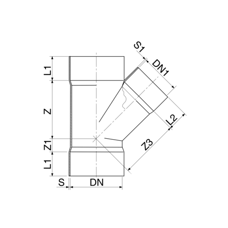 Derivación 45° hembra/hembra
