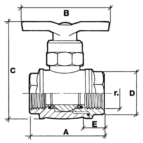 Válvula esfera hembra roscar (PP)