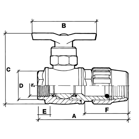 Válvula esfera hembra rosc.-enl. PE (PP)