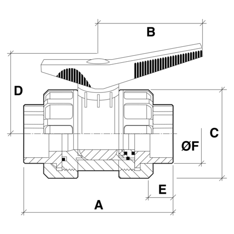 Válvula esfera hembra encolar