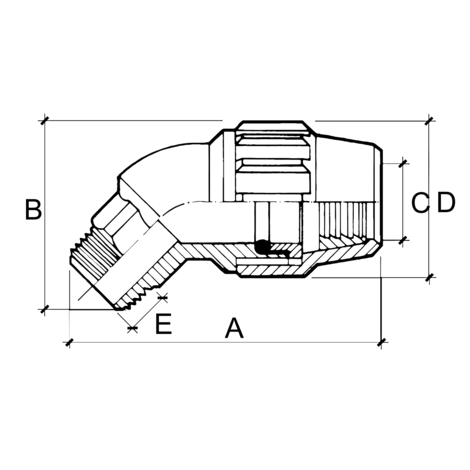 Codo 45° rosca macho
