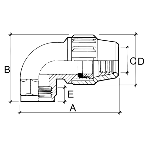 Codo 90° rosca hembra SIN refuerzo metálico